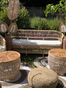 location de mobilier en rotin pour mariage